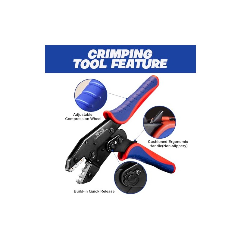 Crimping Tool Set, Ratchet Wire Crimper Tool For Heat Shrink,