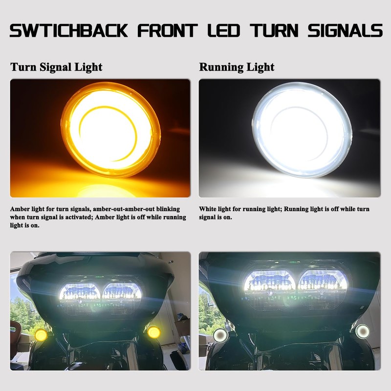 FACAILAHA Smoked Switchback Front LED Turn Signals Light Motorcycle Running
