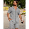 URRU Men's Summer Beach Outfits 2 Piece Short Sleeve Shirts