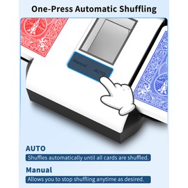 ADZERD Rechargeable Automatic Card Shuffler for 1-2 Decks, Electric Playing Cards Shuffler Machine with Auto & Manual Modes – Ideal for UNO, Poker, Mahjong, Bridge, Spades, Rummy, Casino & More