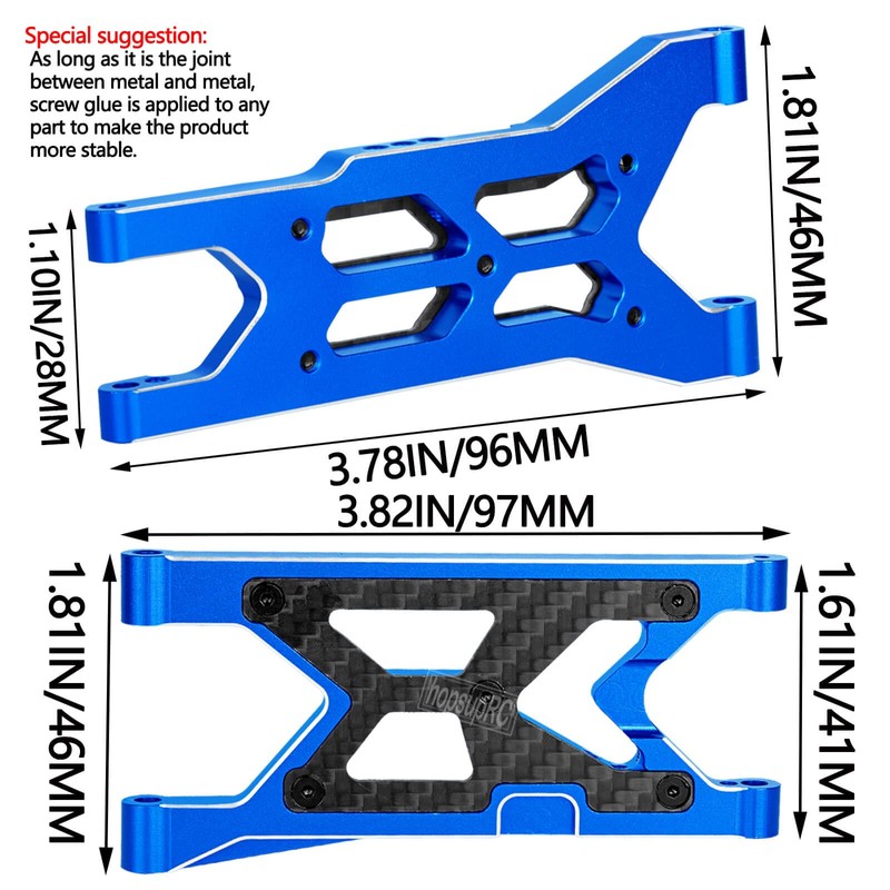 hopsupRC RC Carbon Fibre Front Rear Suspension Arms for 1/10