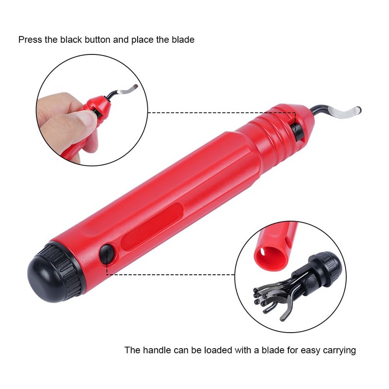 flintronic Universal Deburring Tool with 10 Replacement Blades, 360° Rotating