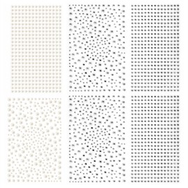 2100 Clear Rhinestone Stickers Self Adhesive Rhinestone and Pearl,Shiny Diamond Sticker for face, Beauty, Makeup, Nail Art, Mobile Phone, Wedding Hair Decoration, DIY Crafts