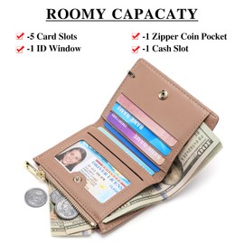 FALAN MULE Small Wallet for Women RFID Blocking Purse for Women Bifold Card Holder Small Purse with Zipper Coin Pocket Women's Wallets for Cash, Cion, Card, Bill