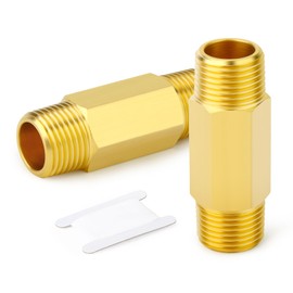 GASHER Brass Long Nipple, 1/2 NPT brass nipple, 2" Length Brass Pipe Fitting(2Pcs)