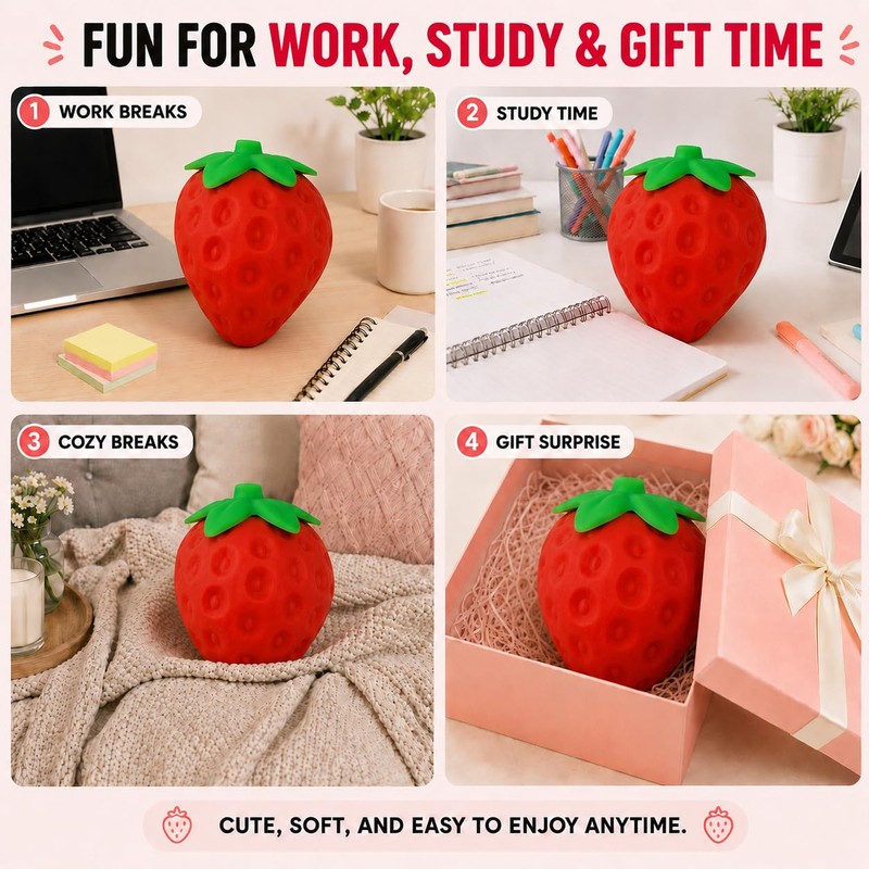 Jumbo Strawberry Squishy for Stress Relief, Slow Rising Big Fruit