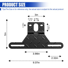 ZIMISI Aluminum Trailer License Plate Light Bracket, Car Front Tag Frame Plate Holder with Light Mount Hole, Universal Vehicle License Plate Holder Accessories for Car, Truck, Boat (Black)