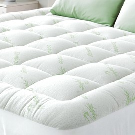 Ultra Soft Full XL Size Mattress Topper - Viscose Made from Bamboo Pillow Top Mattress Pad for Back Pain Relief - Naturally Cooling for Hot Sleepers, Green