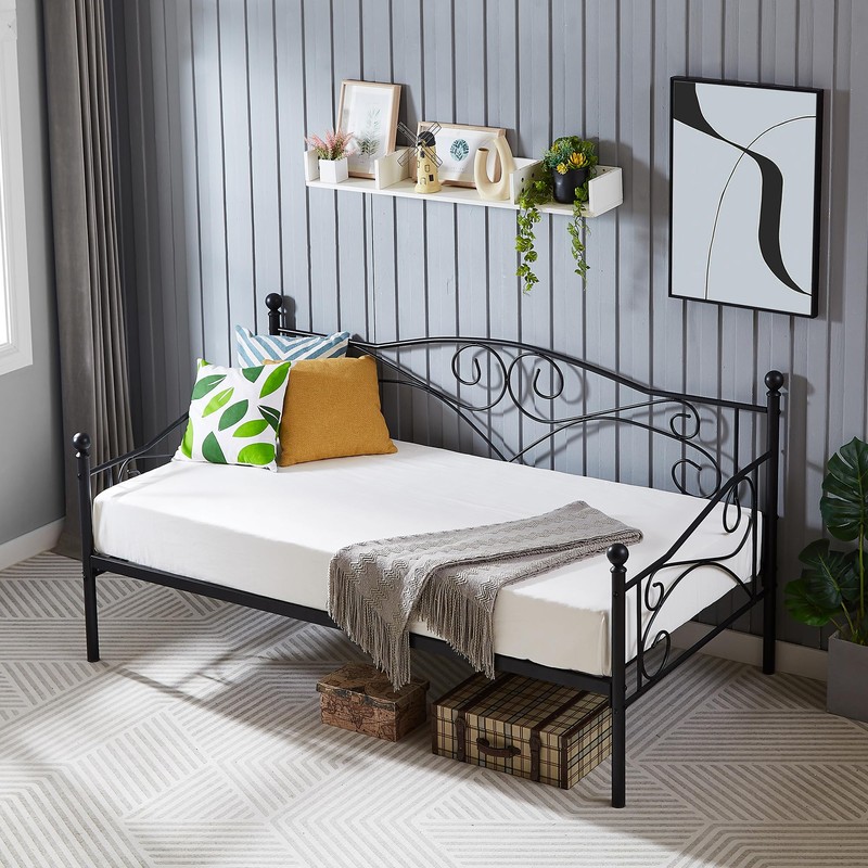 VECELO Twin Size Daybed Frame Metal Steel Slat Support with