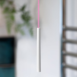sleeklight Bathroom Light Pull Cord, String and Handle, Subtle Ice White Pen Style with a Choice of Bright and Fun Cord Colours. (Soft Pink)