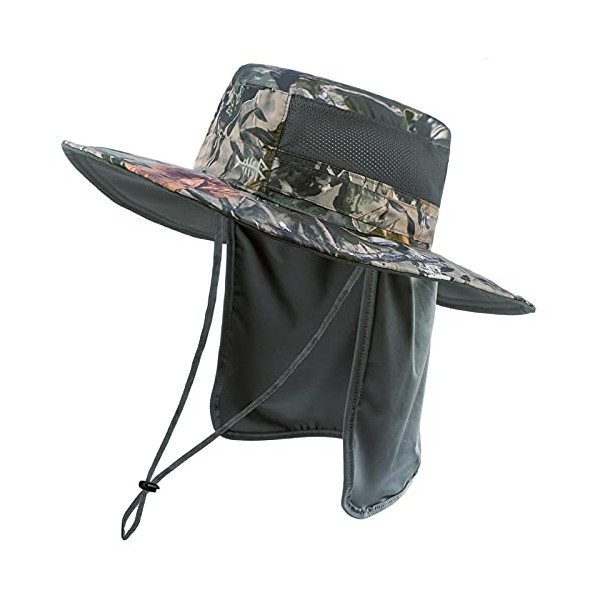 BASSDASH UPF 50+ Sun Fishing Hat Water Resistant with Detachable Neck Flap