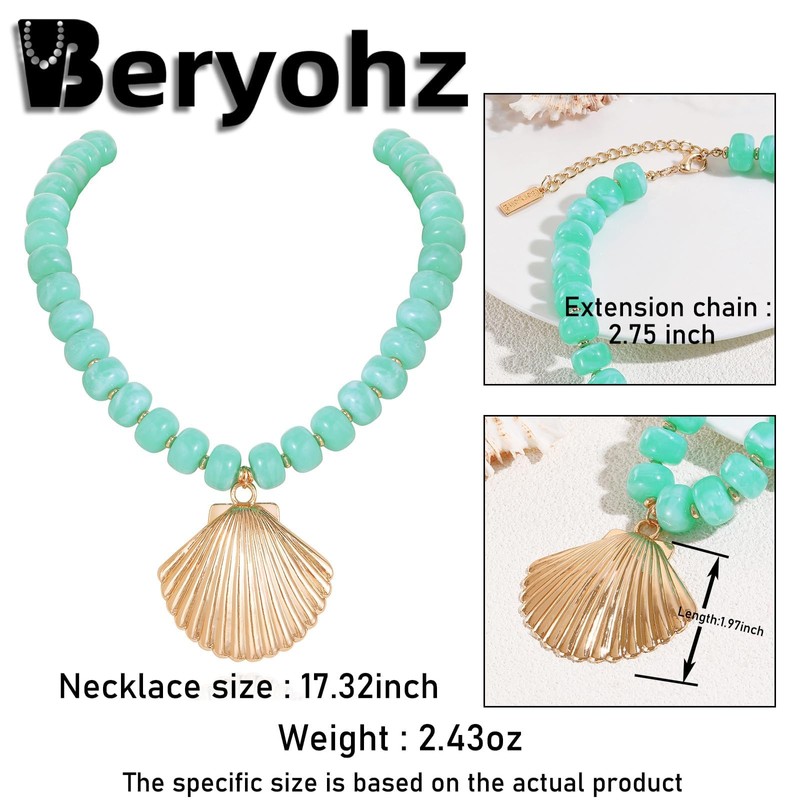 BERYOHZ Beaded Charm Pendant Necklace for Women Seashell Boho Starfish