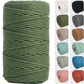 NOANTA 4mm 109yards Macrame Cord Olive Green Cotton Rope for Wall Hanging, Plant Hangers, Crafts, Knitting
