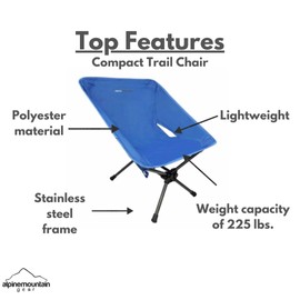 Alpine Mountain Gear Compact Trail Chair for - Portable Chair for Camping/Hiking/Backpacking by Caddis Sports Inc.