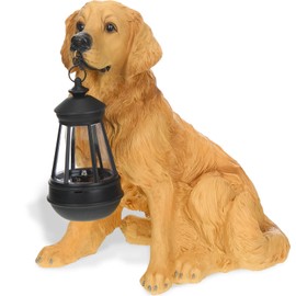 Baquler Garden Dog Statues Outdoor Decor, Resin Solar Lights Outdoor Statue Led Garden Decorations Windproof Lamp Lawn Ornaments Front Yard Decorations Outdoor for Porch Home Patio(Golden Retriever)