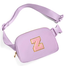 Gitus Belt Bag Fanny Pack Crossbody Bags with Initial Letter Patch Cute Stuff Birthday Gifts for Teenager Girls Trendy Preppy Stuff for Teen Girls Cool Stuff for Teens, Lavender, 7.8" x 2.4" x 5", Z