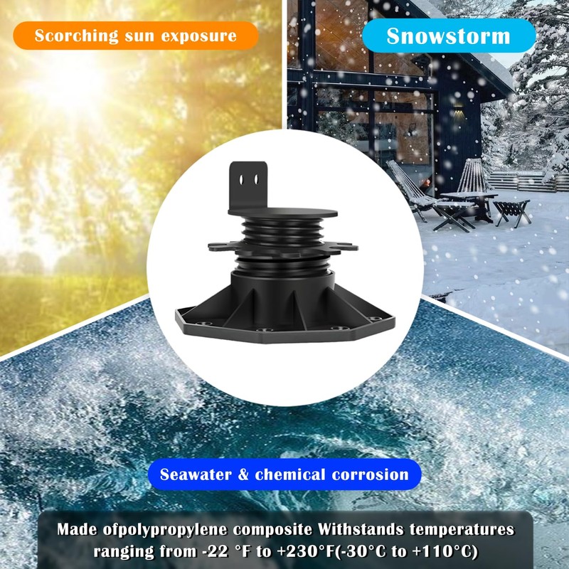 12Pack Adjustable Deck Support Pedestal Deck Foundation Base Support，Used for