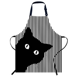 Smooffly Black Cat Face Apron Unisex Adjustable Bib Apron Cooking Kitchen Chef Women Men Aprons for Home Kitchen, Restaurant,Coffee House,Shop,Garden
