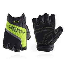 HANDLANDY Fingerless Work Gloves for Men Utility Padded Half Finger Driving Working Gloves (Large, Green)