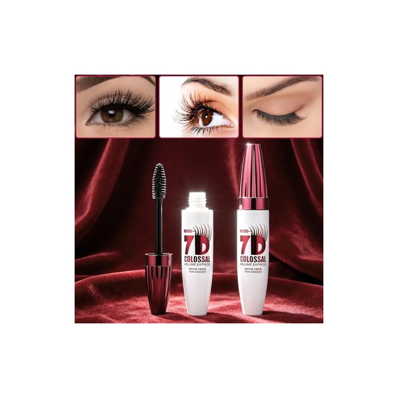 7D Waterproof Mascara, Long Lasting Buildable Volume Natural Curling Lashes,Smudge-Proof,