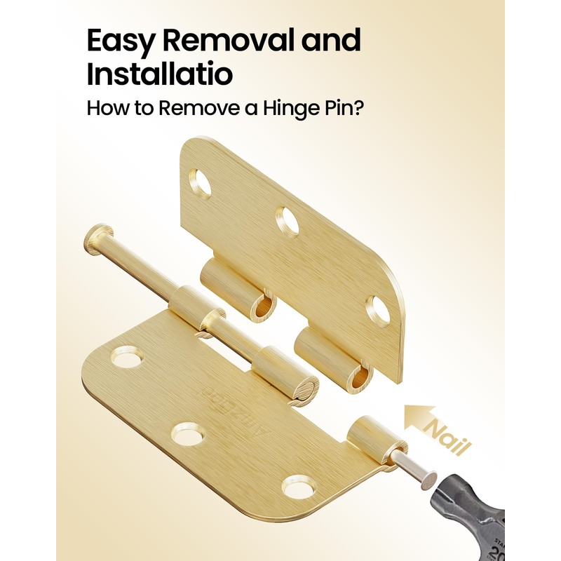 AmzGod Gold Door Hinges - 30 Pack 3.5 Inch Rounded