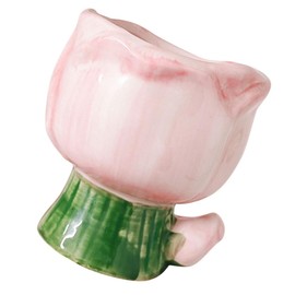 Ipetboom Ceramic Makeup Brush Holder Cute Flower Design Storage Pot for Makeup Brushes Pens Portable Desktop Organizer for Vanity for Bedroom Office Use