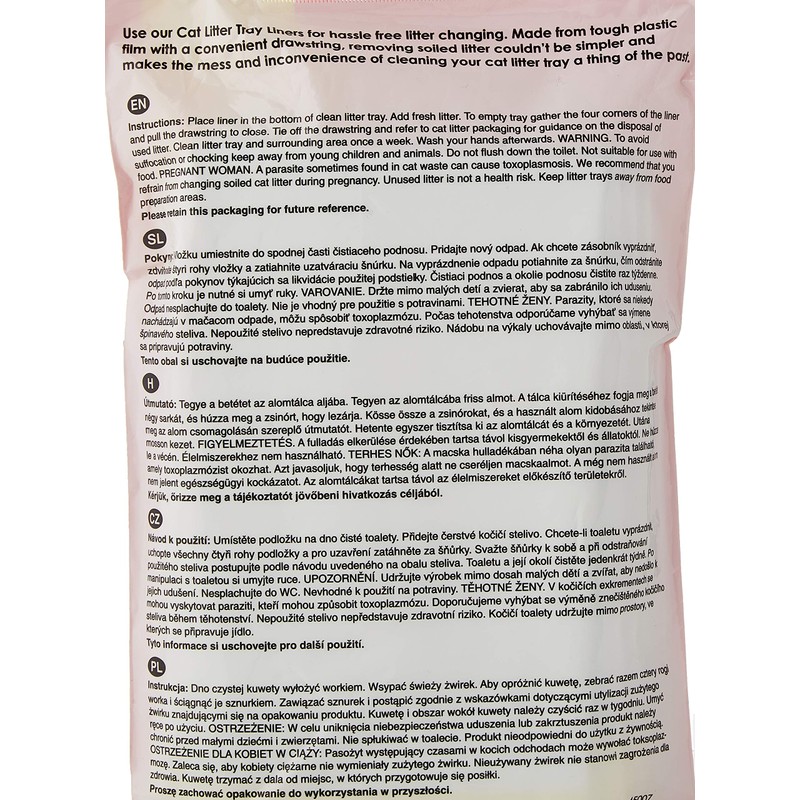 Petface Drawstring Cat Litter Tray Liner, Medium (Pack of 10),Packaging