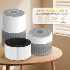 FMDZFL 2 Pack BAPF160 Replacement Filter K for Bionaire BAP9360W / BAP9260W Air Purifiers, 3-in-1 Filtration System with Activated Carbon
