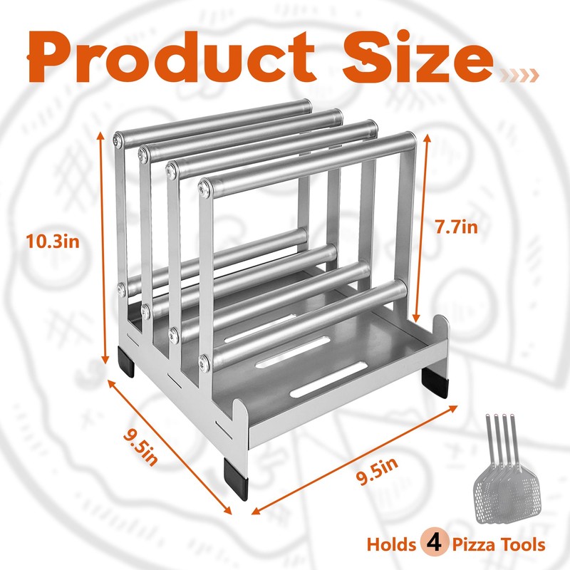 koretech Pizza Peel Rack, Stainless Steel 4 Avaliable Slots for