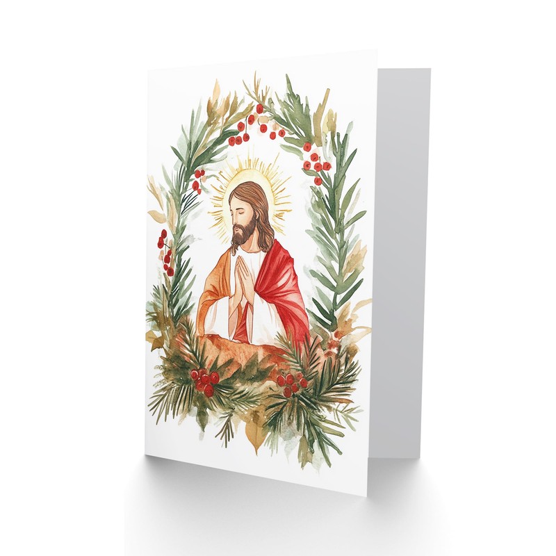 Artery8 Jesus Christ Pine Leaf Holly Wreath Blank For Him