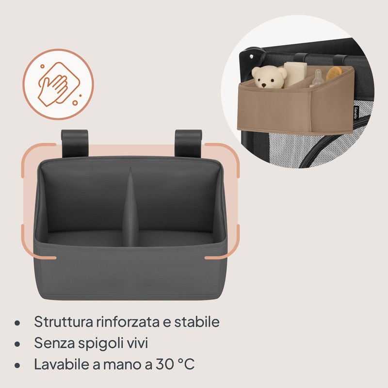 LIONELO Sidepocket Small Organizer Appendibile per Lettino 26x12x15 cm