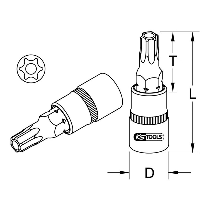 KS Tools 911.1463 TB15 1/4-inch TX Bit Socket Tamperproof