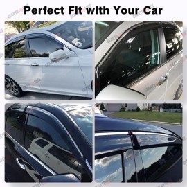 GEARZAAR For 2013-2017 Honda Accord Chrome Trim Window Visors Vent Rain Guards Deflector