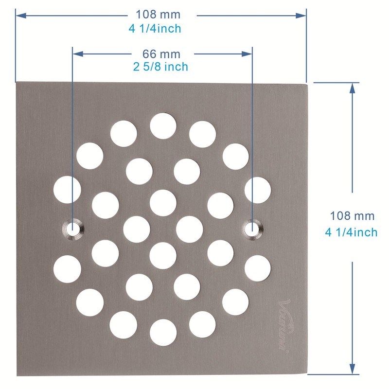 VOURUNA Square 4-1/4(4.25) inch Screw-in Shower Floor Drain Grate Strainer
