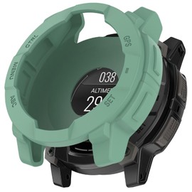 GIOPUEY Hülle Kompatibel mit Garmin Instinct 3 50mm, [2 Stück] Schutzhülle Weich TPU Silikon Schutz Case Cover - Green