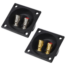 2 PCS Speaker Box Terminal Cup, Subwoofer Box Terminal Withstand Higher Sound Pressure Speaker-Terminals, Push Spring Type 2 Binding Post Cable Connector Acoustic Components for DIY Home Car Stereo