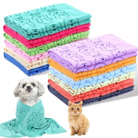 AojSup 12 Pcs Microfiber Dog Towels for Drying Dogs, 20 x 40 Inch Quick Dry Absorbent Pet Towels for Dogs, Puppy Cat Bathing Grooming Travel Supplies (12 Colors)