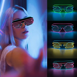TattiOut TO24HA049 Glowing Glasses, Various Types, 3 Patterns, Neon Style, Luminous, Party Sunglasses, Near-future, Cool, LED Cosplay Tool, Men's, Women's, Kids, Parties, Festivals, Cultural Festivals
