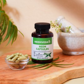 Neemveda Pure Neem Capsules 60 nos, 500 mg, 100% Natural, Vegan, Gluten Free, Fresh-Ground Whole Food