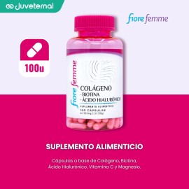 Fiore Femme Colgeno, Biotina Y cido Hialurnico, 100 Cps. Sin Sabor                                                                                    