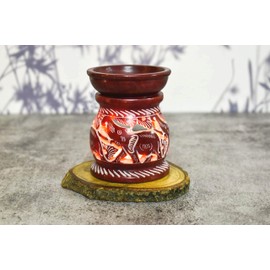 India House Oil Burner Aroma Diffuser| Elephant Soapstone Tea Light Holder|Hand Carved Jali work|Soapstone|for Aromatherapy (Design 11)