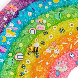 Okaybee 6 Pack Snow Fizz Crunchy Slime Kit, Rainbow Slime for Kids, with Slime Charms & Add-ins, Slime Party Favors Sensory Toys, Holiday Birthday Easter Hallowmas Christmas Girls Gift & Boys Gift