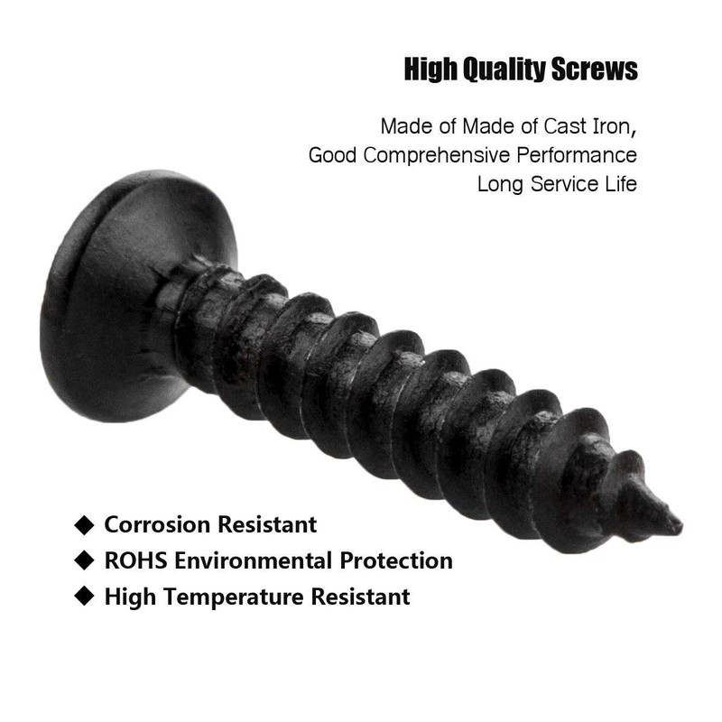 STARVAST 100pcs Phillips Modified Truss Head Wood Screws, Black Stainless