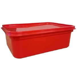 Food Storage Container with Lid, 2 Litre, Red, Food Grade Polypropylene, Pack of 10