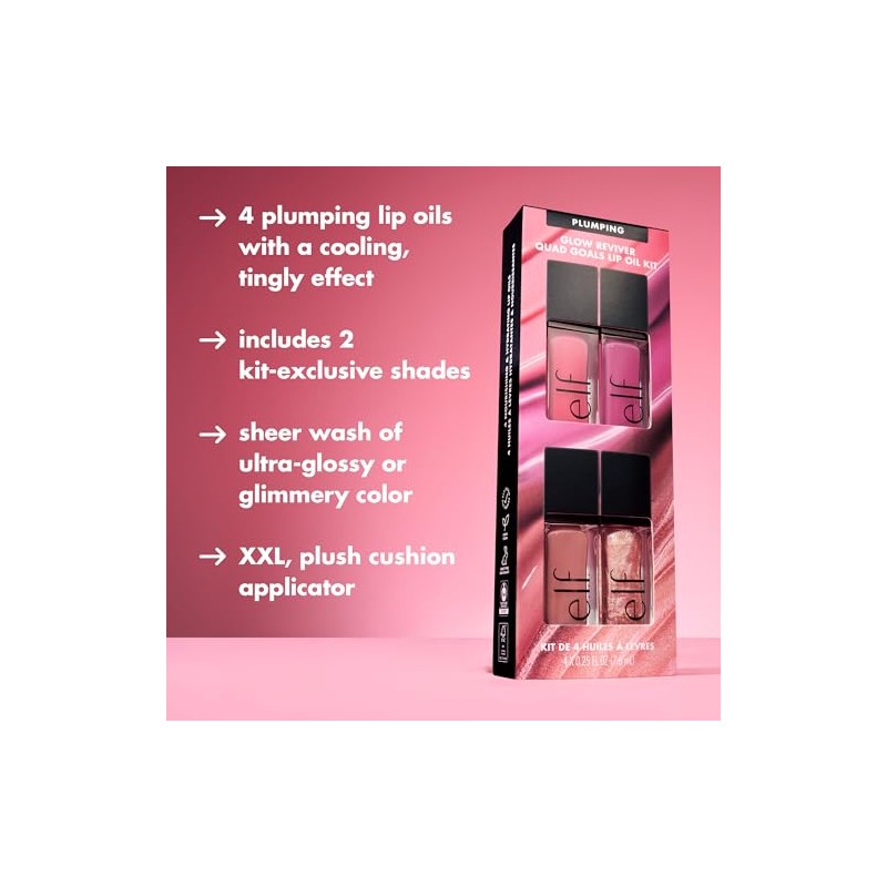 e.l.f. Cosmetics Glow Reviver Set de Aceites Labiales Efecto Voluminizador