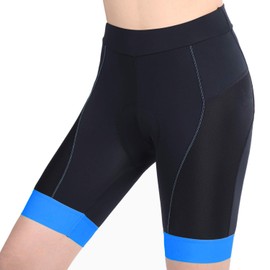 Beroy - Pantalones cortos de ciclismo para mujer con acolchado de gel 4D, cómodos para clases de bicicleta de centrifugado, pantalones cortos de ciclismo para mujer con acolchado (azul), color azul