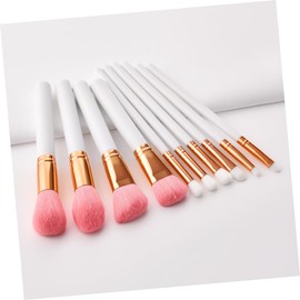 Ipetboom 10 Pcs Goat Hair Makeup Brushes Set Wooden Handle Professional Makeup Brush Kit for Women Concealer Eye Shadows Blush Face Powder