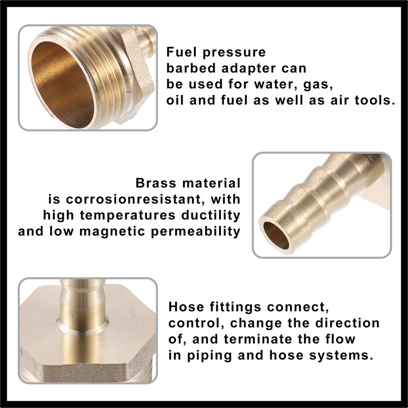 Hihaha 2 Pcs 8mm 3/4" BSP Male Thread Hose Fitting
