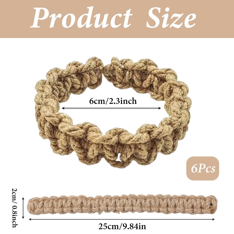 6Pcs Curtain Tie Backs, Braided Cotton Linen Tiebacks for Curtains,