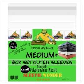 Sleevie Wonder Medium+ Box Set Outer Plastic Sleeves (x25) 1.6mil Reseal LP Vinyl Record Boxset